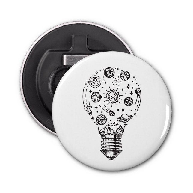 Doodle Solar System in Bulb Bottle Opener (Front)