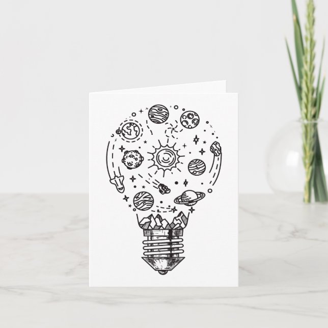 Doodle Solar System in Bulb Invitation (Front)