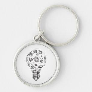 Doodle Solar System in Bulb Key Ring