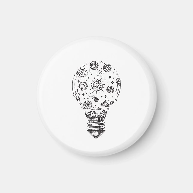 Doodle Solar System in Bulb Magnet (Front)