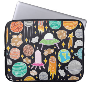Doodle Space: Hand-Drawn Vintage Cosmos. Laptop Sleeve