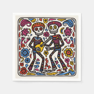 💀  Doodle style gay couple Día de Muertos Napkin