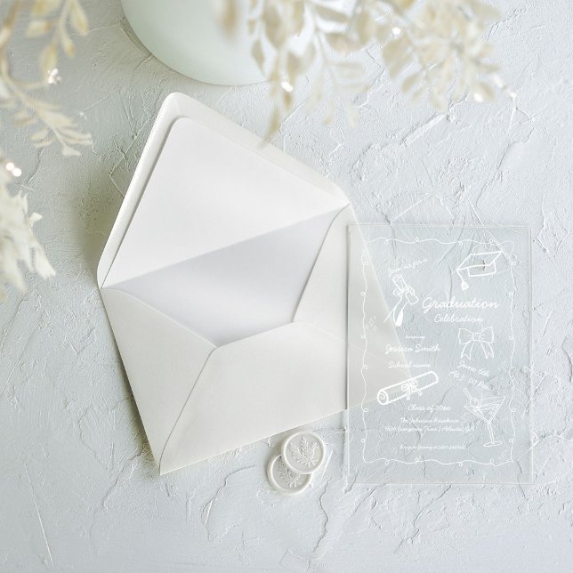 Doodle Style Hand drawn  Graduation  Acrylic Invitations (Creator Uploaded)