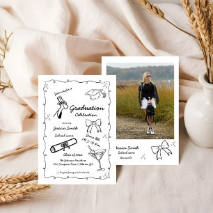 Doodle Style Hand drawn Graduation Invitation