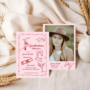 Doodle Style Hand drawn Graduation Invitation