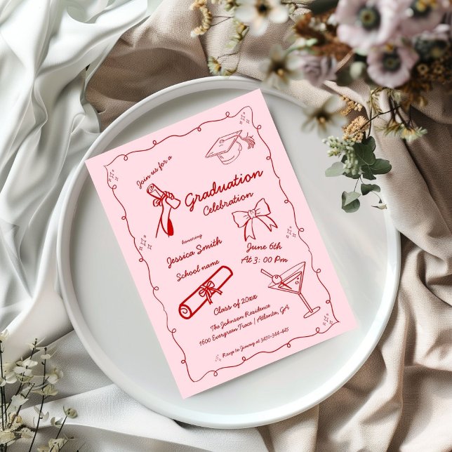 Doodle Style Hand drawn  Graduation  Invitation (Creator Uploaded)