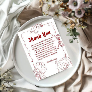 Doodle Style Hand Drawn Graduation Thank You card