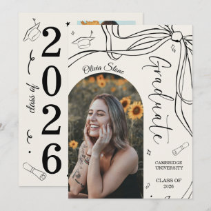 Doodle Style Senior Graduation Party Hand Drawn Announcement