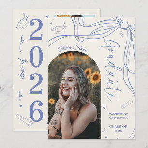 Doodle Style Senior Graduation Party Hand Drawn Announcement