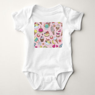 Doodle Sweets Ice Cream: Hand Drawn Illustration Baby Bodysuit