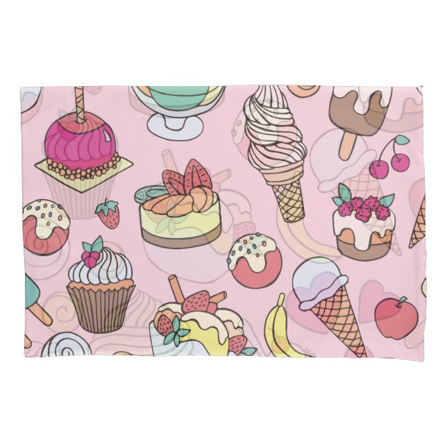 Doodle Sweets Ice Cream: Hand Drawn Illustration Pillowcase (Front)