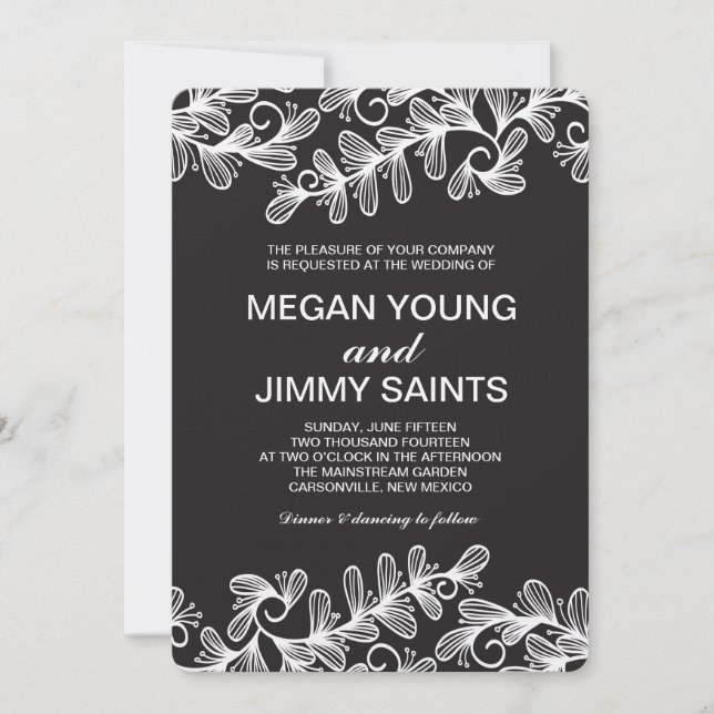 doodle swirl leaves invitation (Front)