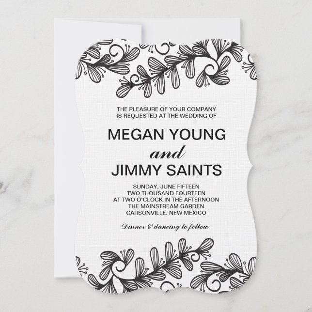 doodle swirl leaves invitation (Front)