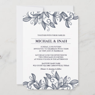 doodle swirl leaves invitation