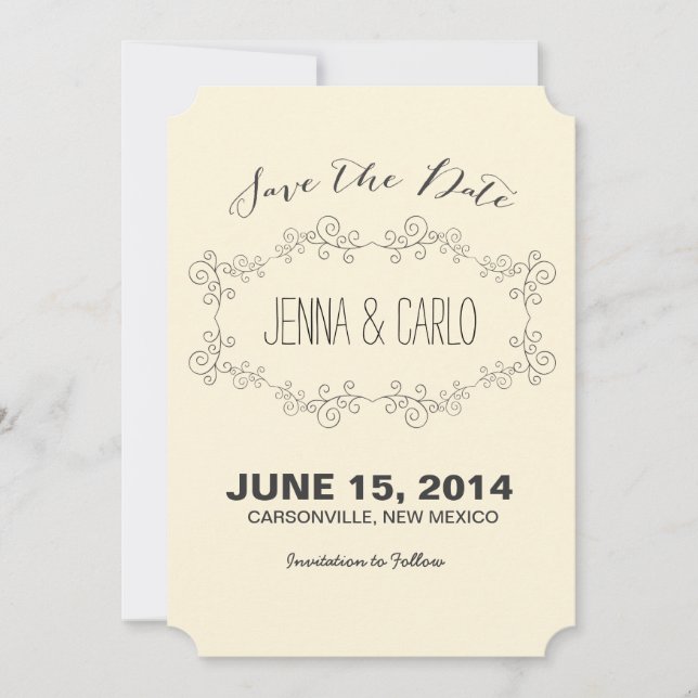 doodle swirl save the date (Front)