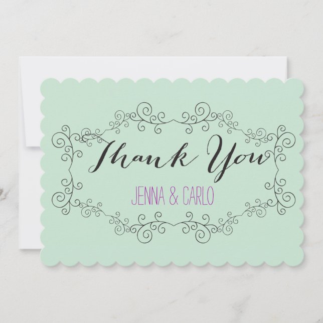 doodle swirl thank you card (Front)