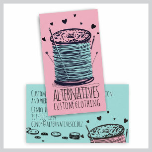 Doodle thread seamstress sewing quilter business card