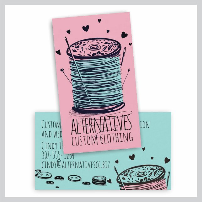 Doodle thread seamstress sewing quilter business card (Creator Uploaded)