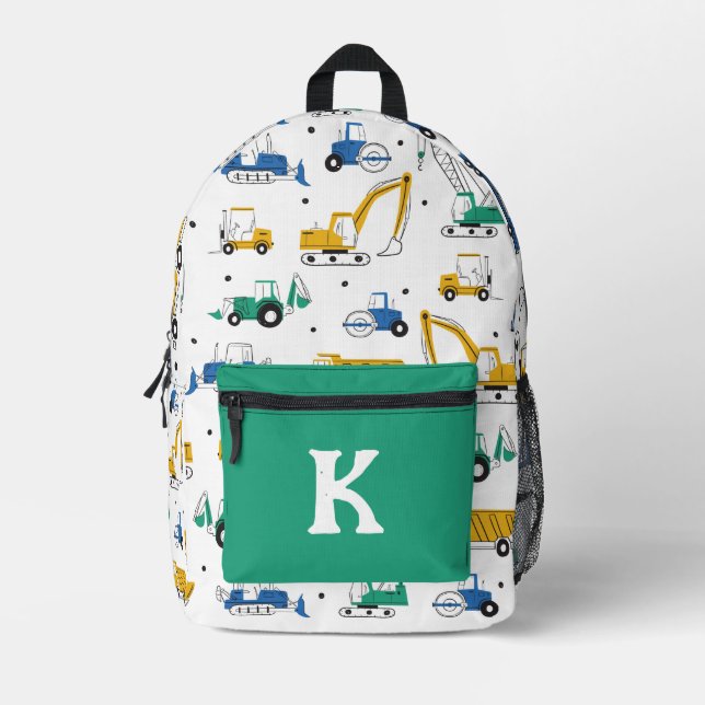 Doodle Transporation Trucks Printed Backpack (Front)