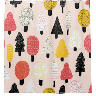 Doodle Trees: Vintage, Abstract Nature. Shower Curtain