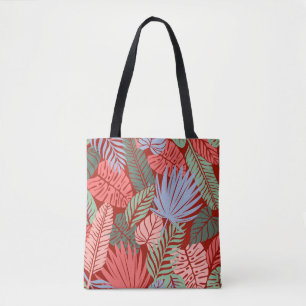Doodle Tropical Leaves: Dark Hand-Drawn Tote Bag