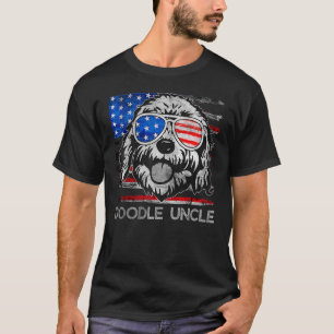 Doodle Uncle Vintage American Flag Dog Fathers Da T-Shirt