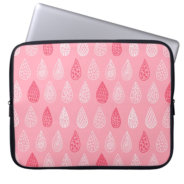 Doodle water drops: vintage pattern laptop sleeve (Front)