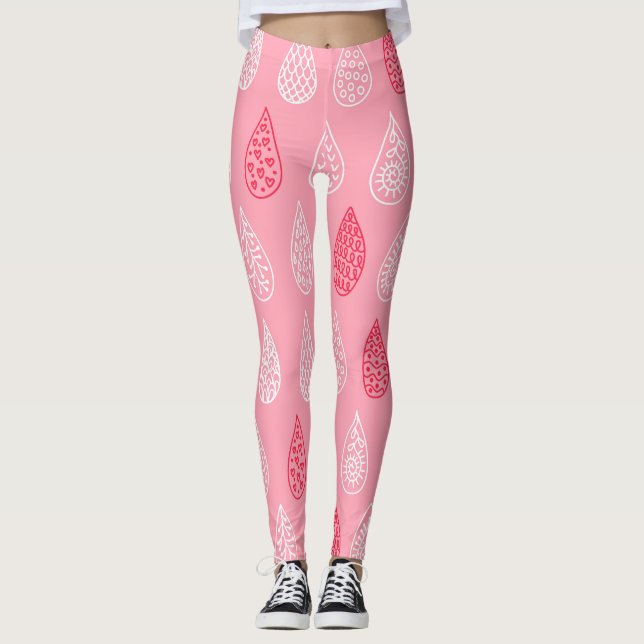 Doodle water drops: vintage pattern leggings (Front)
