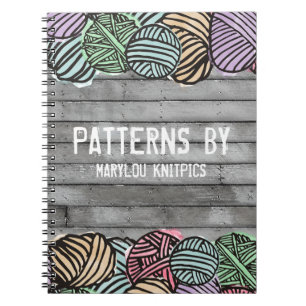 Doodle watercolor yarn knitting crochet notebook