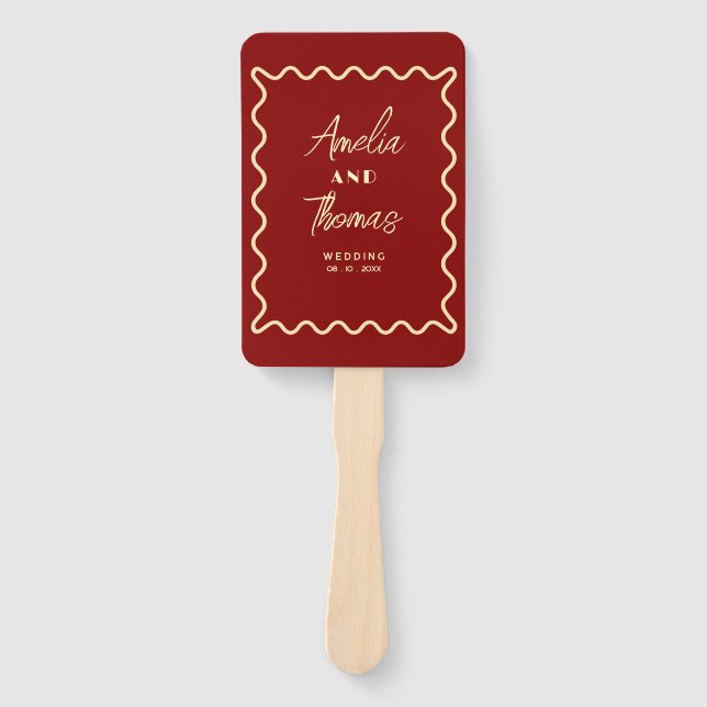 doodle Whimsical Retro Classy wedding  Hand Fan (Front)