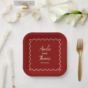 doodle Whimsical Retro Classy wedding Paper Plate