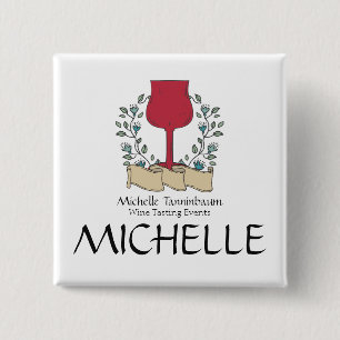 Doodle wine glass wine tasting sommelier 15 cm square badge