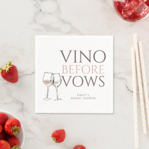 Doodle Wine Glasses Vino Before Vows Bridal Shower Napkin