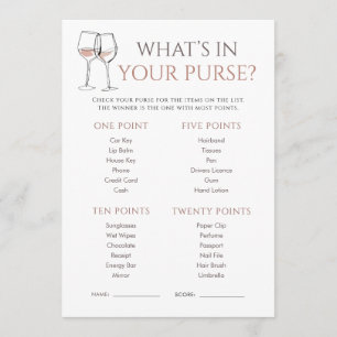 Doodle Wine Whats in Purse Bridal Shower Game Invitation