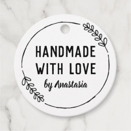 Doodle Wreath Handmade with Love Favour Tags