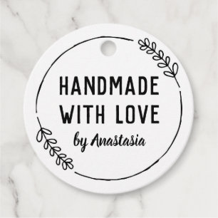 Doodle Wreath Handmade with Love Favour Tags