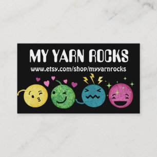 Doodle yarn emoji knitting crochet business card