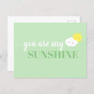 Doodle You Are My Sunshine Green Postcard
