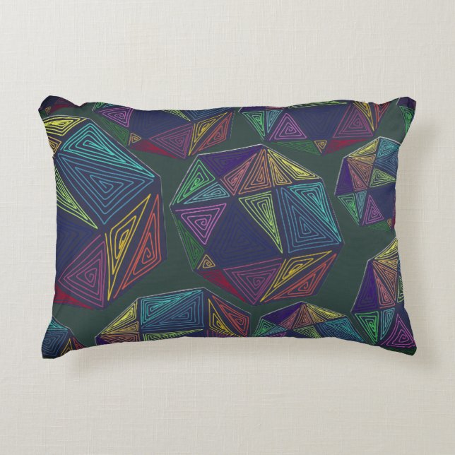 Doodled Green Throw Pillow (Front)