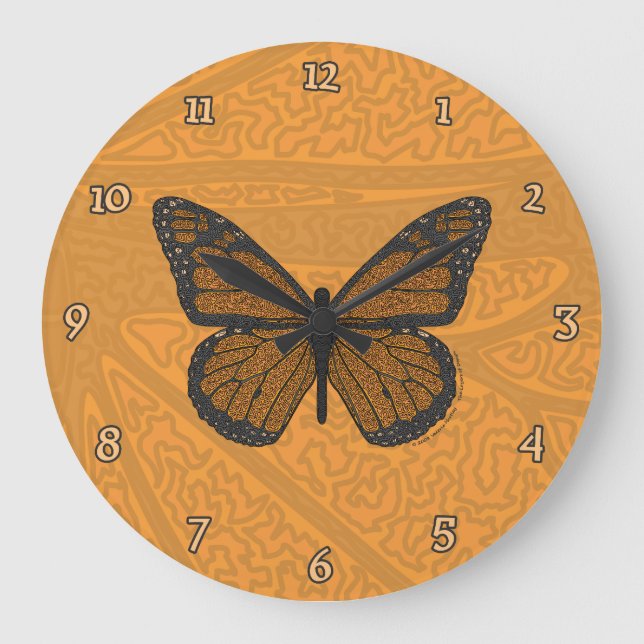 Doodled Monarch Clock (Front)