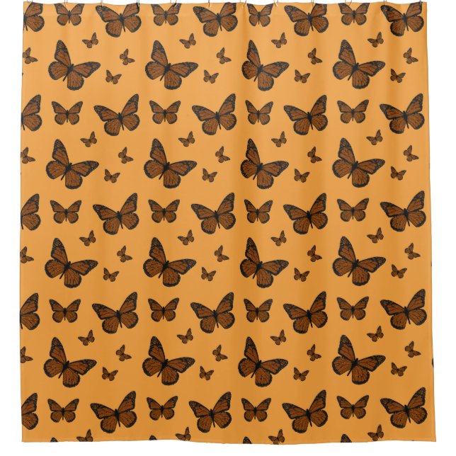 Doodled Monarch Shower Curtain (Front)