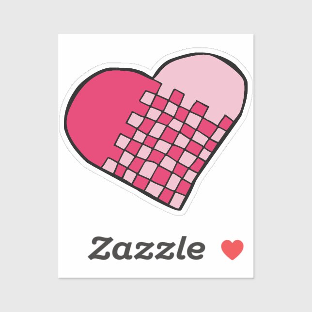 Doodled Pink Woven Heart Kiss-Cut (Sheet)