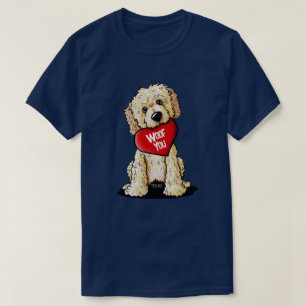 DoodleMoji Goldendoodle Dog Valentine T-Shirt