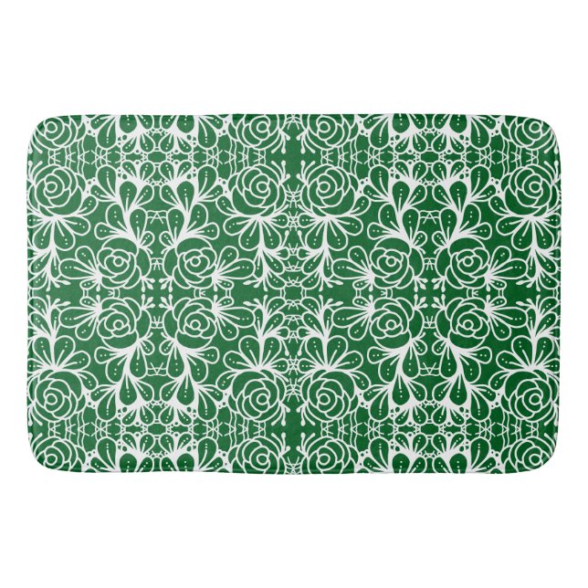 Doodleroses green bath mat (Front)
