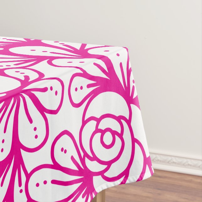Doodleroses pink tablecloth (In Situ)