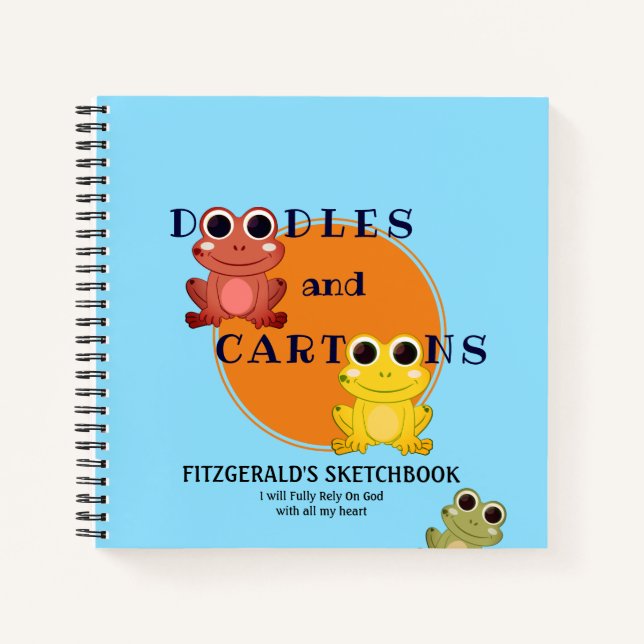 DOODLES AND CARTOONS Personalised Frogs Sketchbook Notebook (Front)