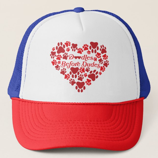 Doodles Before Dudes Heart Trucker Hat (Front)