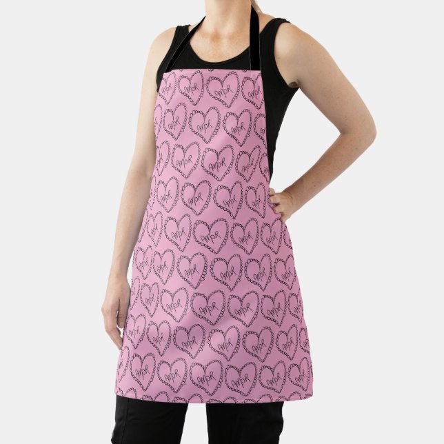 Doodles Black Hearts Valentines Day Apron (Insitu)