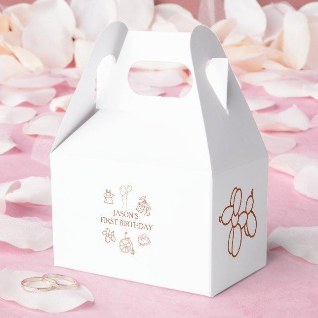 Doodles Circus First Birthday Party Favour Box (Wedding)