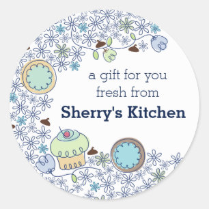 Doodles cookies cupcakes flowers bakery sweets classic round sticker